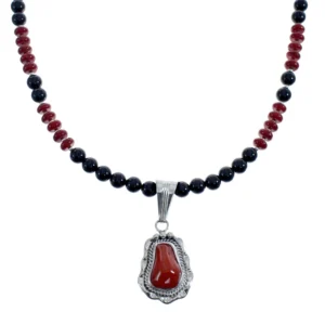 Navajo Coral Onyx Bead Pendant
