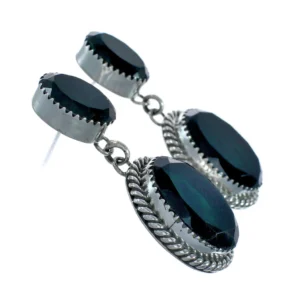 Navajo Emerald Sterling Silver Post Dangle Earrings