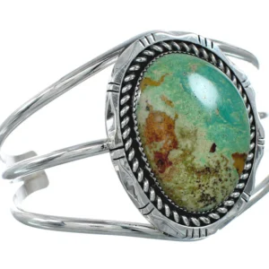 Navajo Genuine Kingman Turquoise Sterling Silver Cuff Bracelet