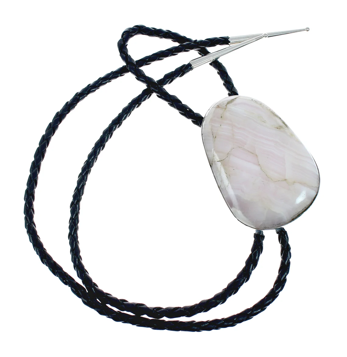 Navajo Quartz Bolo Tie Genuine Sterling Silver And Pink - Image 2