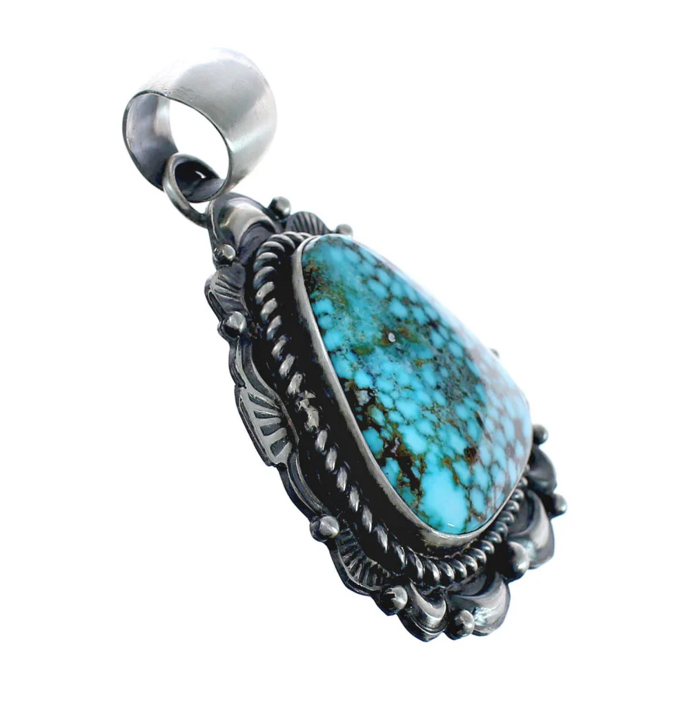Navajo Genuine Turquoise Sterling Silver Native American Pendant - Image 2