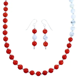 Navajo Howlite And Coral Sterli
