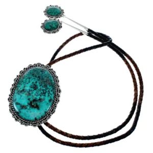 Navajo Huge Bolo Tie Turquoise Sterling Silver Native American