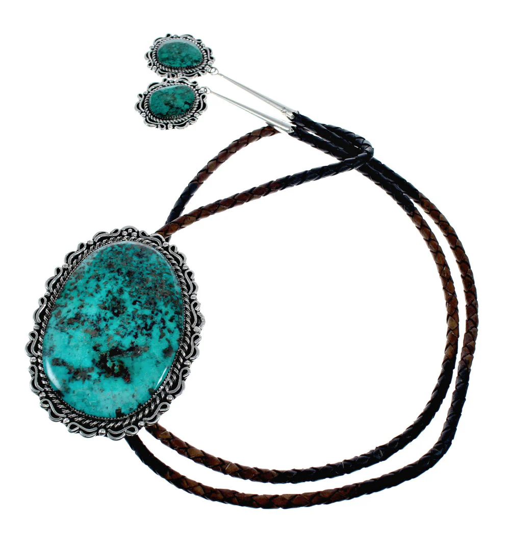 Navajo Huge Bolo Tie Turquoise Sterling Silver Native American - Image 2