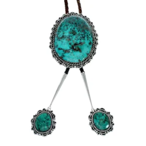 Navajo Huge Bolo Tie Turquoise Sterling Silver Native American