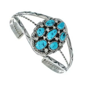 Navajo Indian Turquoise Sterling Silver Cuff Bracelet