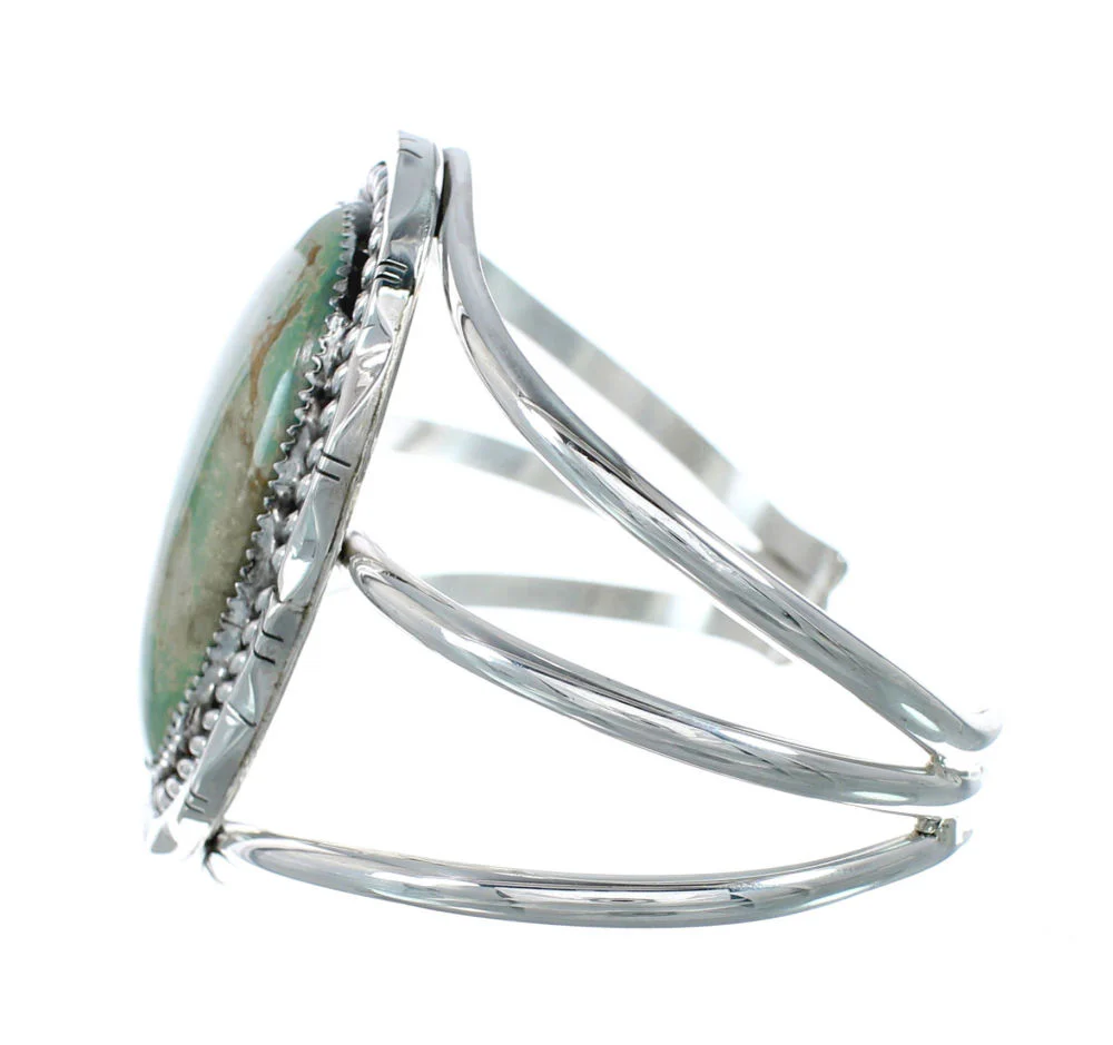 Navajo Kingman Turquoise Sterling Genuine Silver Cuff Bracelet - Image 3