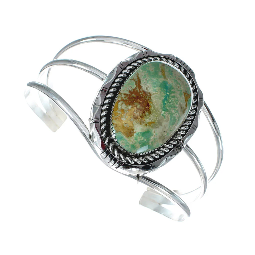 Navajo Kingman Turquoise Sterling Genuine Silver Cuff Bracelet - Image 2
