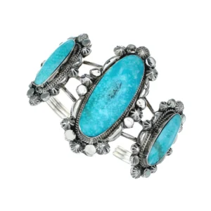 Navajo Multistone Turquoise Sterling Silver Cuff Bracelet