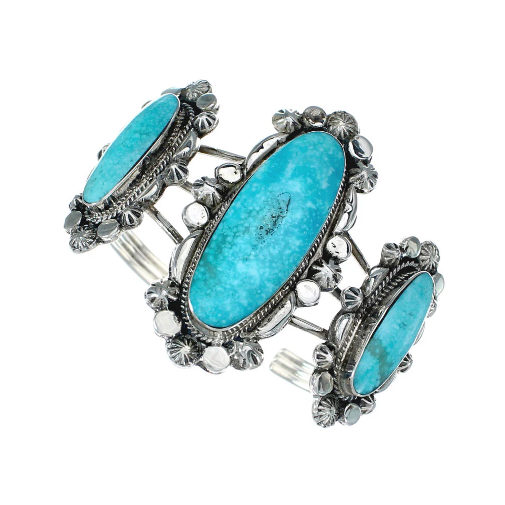 Navajo Multistone Turquoise Sterling Silver Cuff Bracelet - Image 2