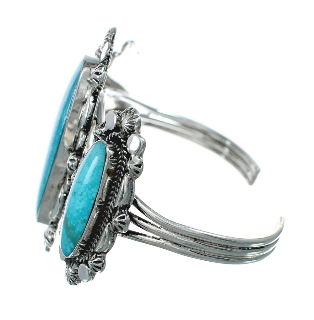 Navajo Multistone Turquoise Sterling Silver Cuff Bracelet - Image 3