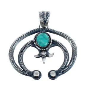 Navajo Naja Genuine Sterling Silver Turquoise Pendant