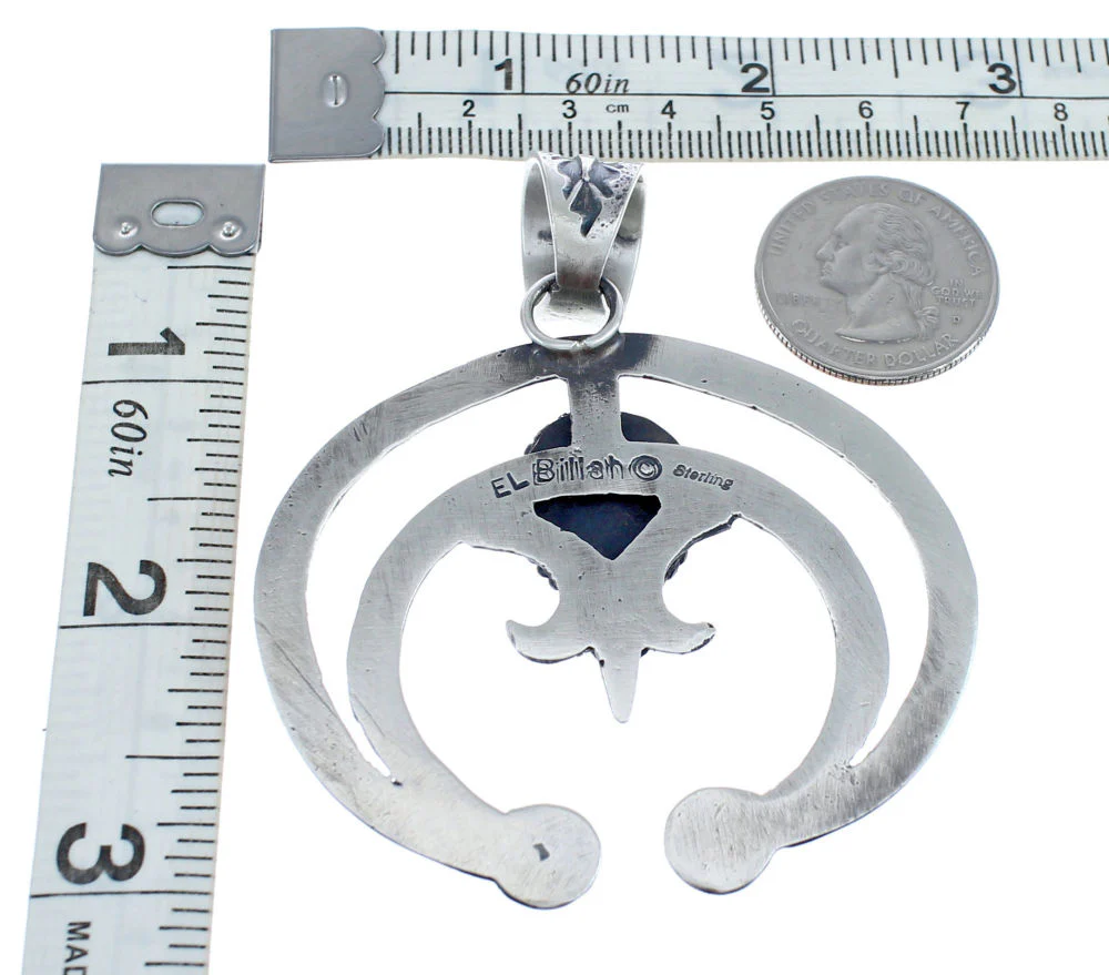 Navajo Naja Genuine Sterling Silver Turquoise Pendant - Image 3