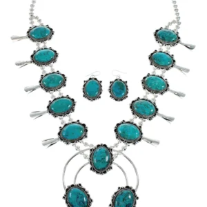 Buy Navajo Naja Squash Blossom Turquoise Sterling Silver Necklace