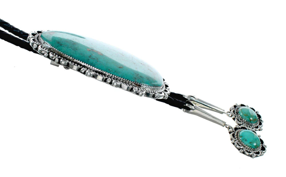 Navajo Bolo Tie Turquoise Sterling Silver Native American - Image 3