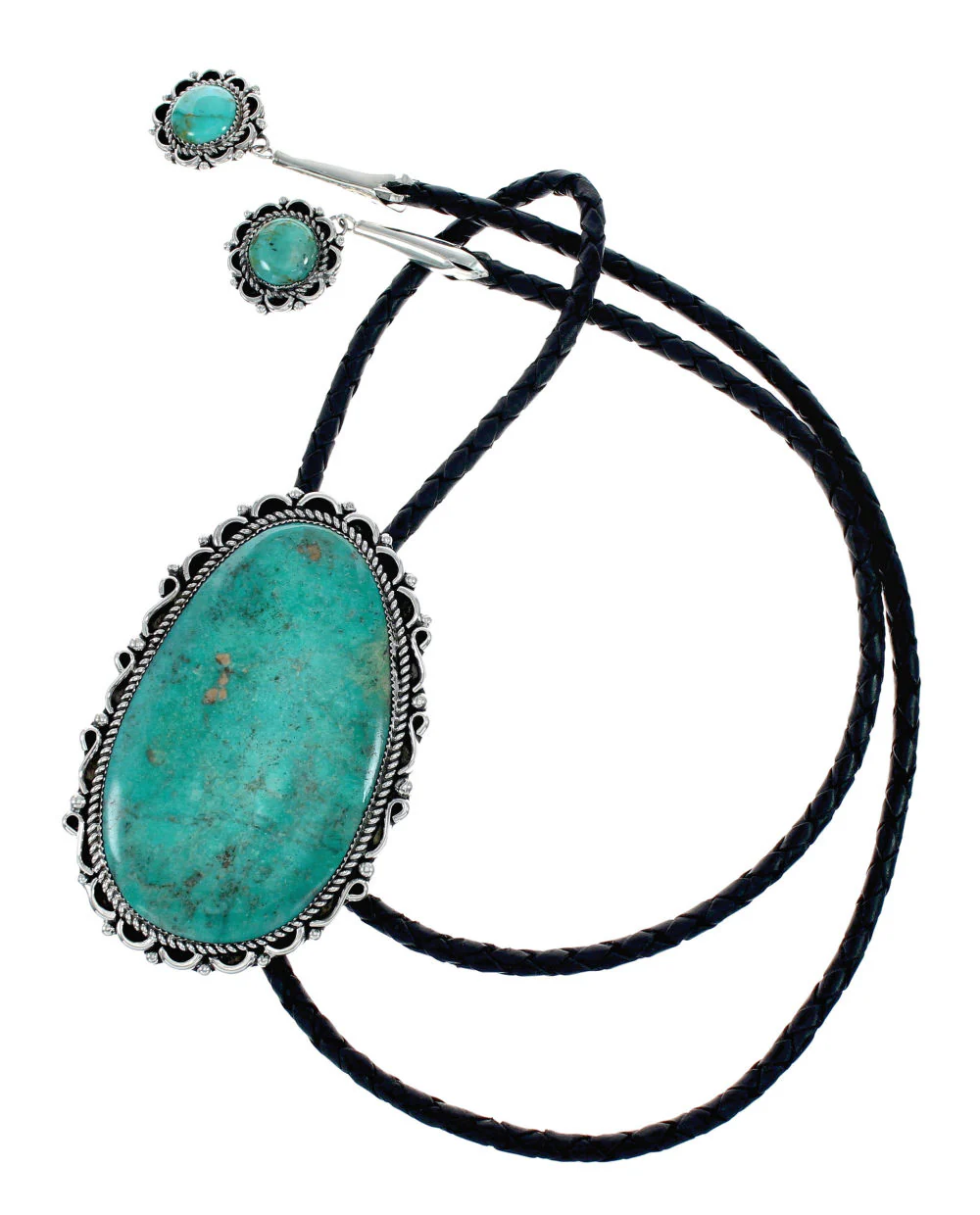 Navajo Bolo Tie Turquoise Sterling Silver Native American - Image 2