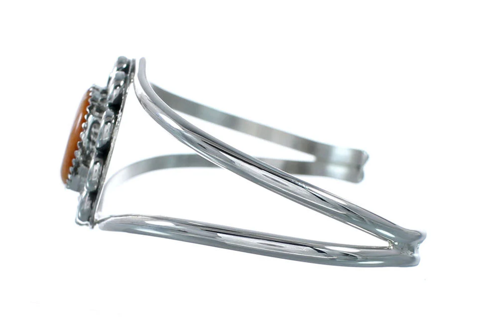 Navajo Oyster Shell Sterling Silver Native American Cuff Bracelet - Image 3