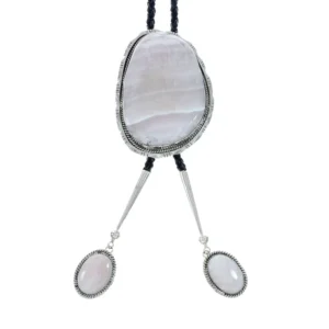 Navajo Quartz Bolo Tie Genuine Sterling Silver And Pink