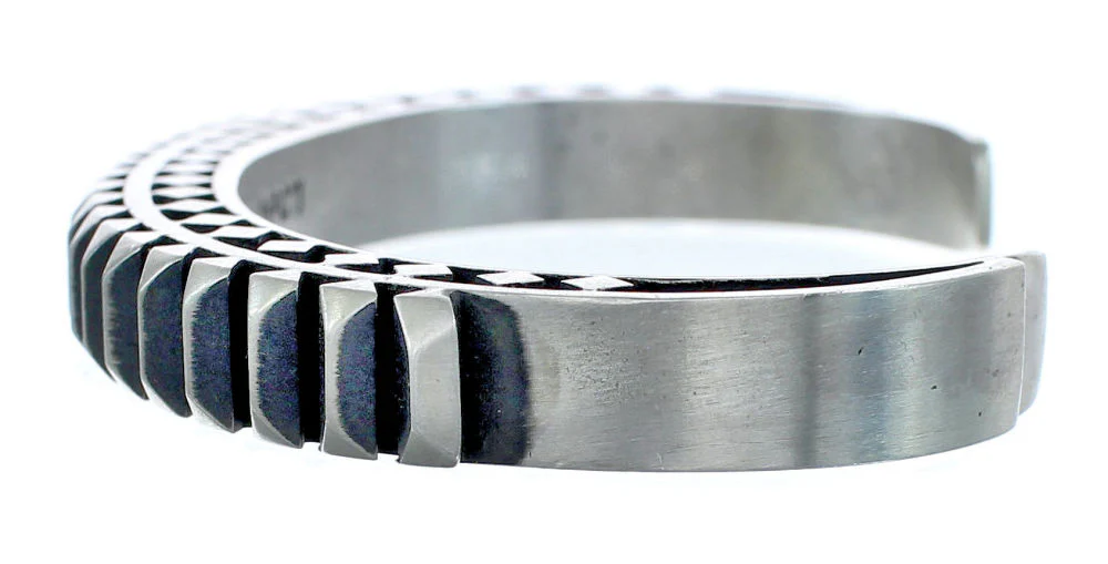 Navajo Sterling Silver Native American Cuff Bracelet - Image 3