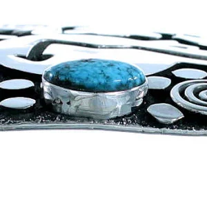 Navajo Turquoise Bear Dragnofly Sterling Silver Belt Buckle