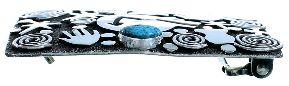 Navajo Turquoise Bear Dragnofly Sterling Silver Belt Buckle - Image 2