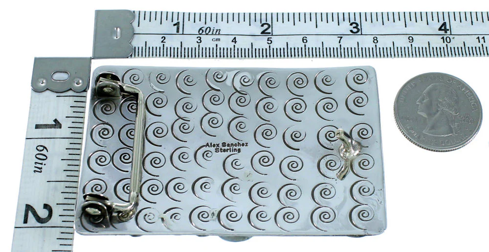 Navajo Turquoise Bear Dragnofly Sterling Silver Belt Buckle - Image 3
