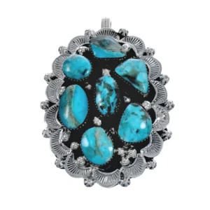 Navajo Turquoise Old Pawn Style Sterling Silver Native American Pendant