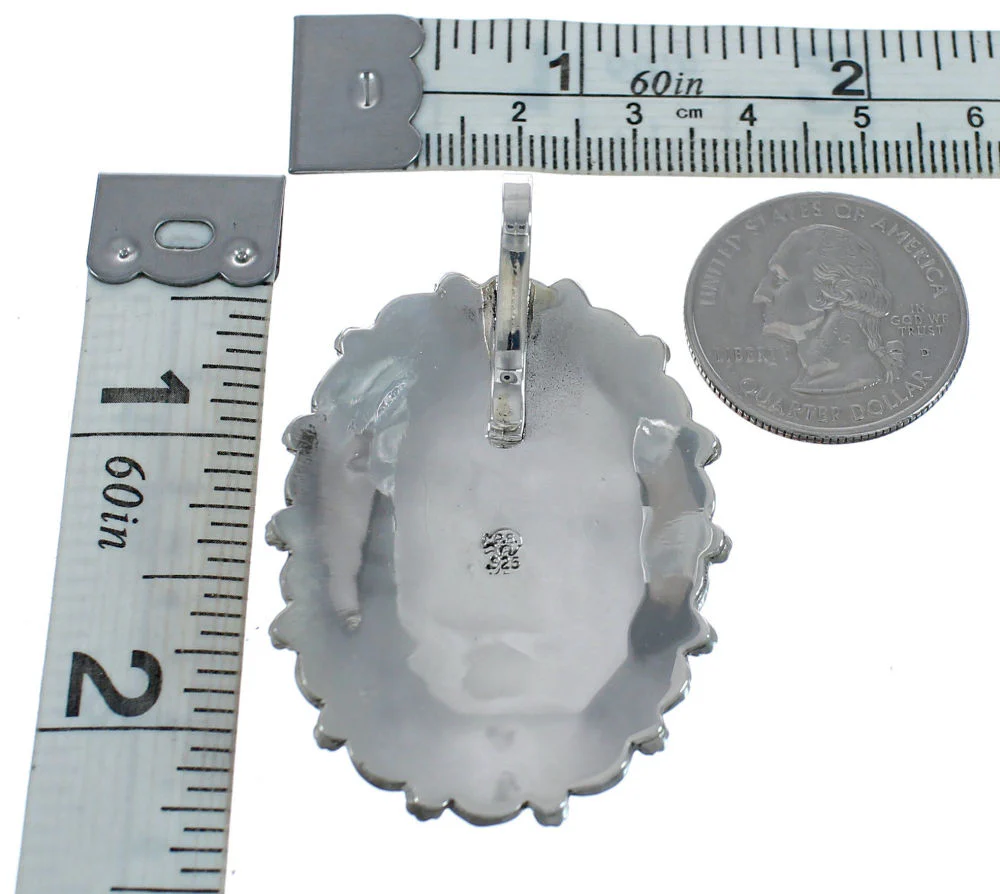 Navajo Turquoise Old Pawn Style Sterling Silver Native American Pendant - Image 3