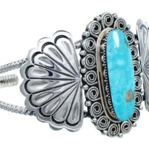 Navajo Turquoise Patterned Genuine Sterling Silver Cuff Bracelet