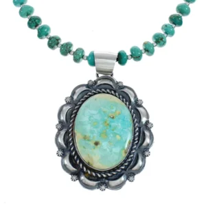 Navajo Turquoise Sterling Silver Bead Native American Necklace Set