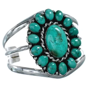 Navajo Turquoise Sterling Silver Cuff Native American Bracelet
