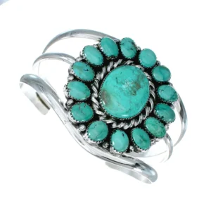 Navajo Turquoise Sterling Silver Cuff Native American Bracelet