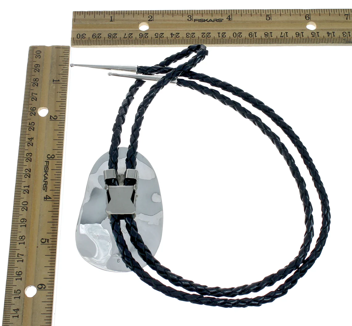 Navajo Quartz Bolo Tie Genuine Sterling Silver And Pink - Image 4