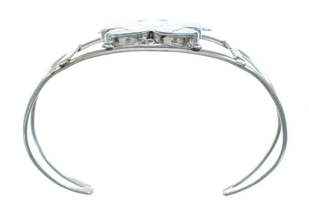 Zuni Indian Sterling Silver Multicolor Butterfly Inlay Cuff Bracelet - Image 4