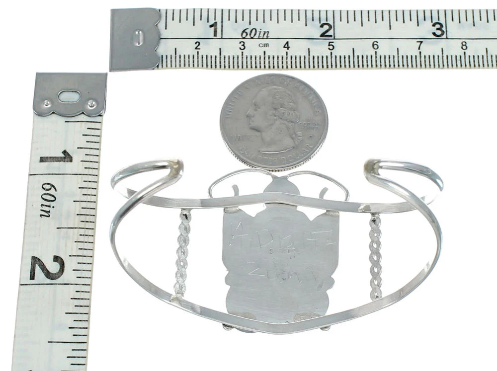 Zuni Indian Sterling Silver Multicolor Butterfly Inlay Cuff Bracelet - Image 5