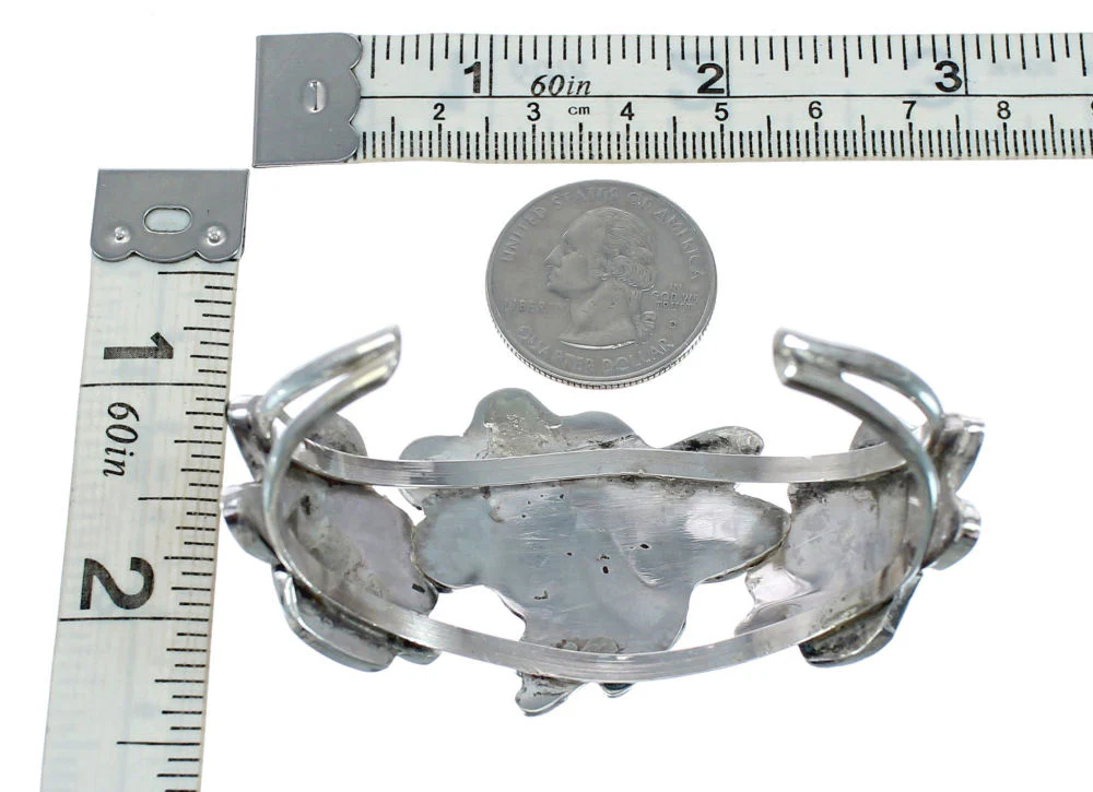 Zuni Hummingbird And Flower Multicolor Silver Bracelet - Image 5