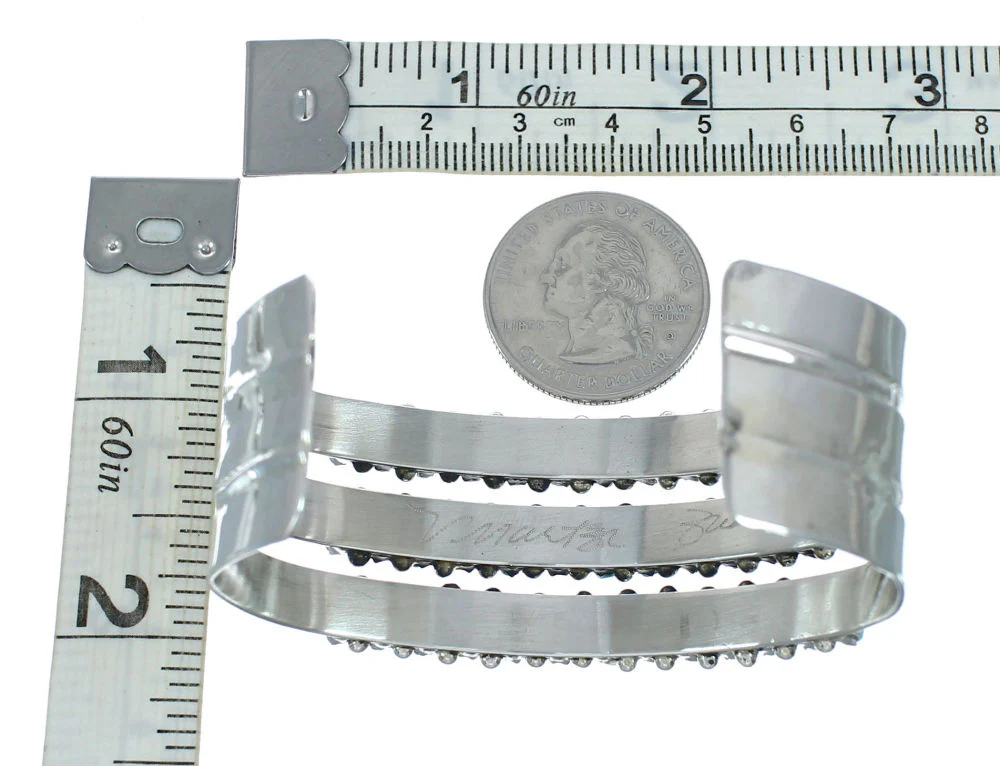 Zuni Turquoise Needlepoint Genuine Sterling Silver Cuff Bracelet - Image 5