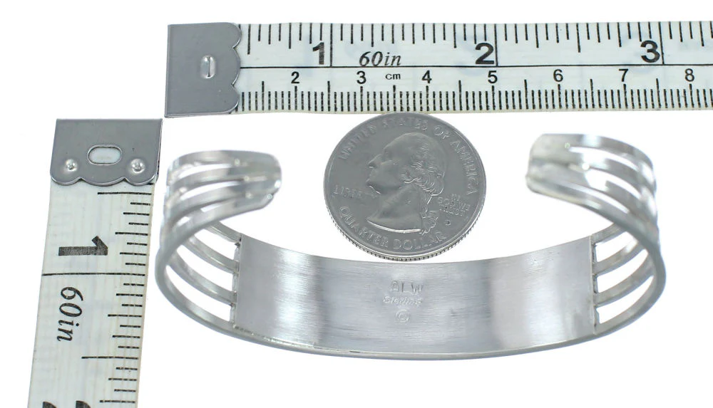 Zuni Sterling Silver Opal Genuine Cuff Bracelet Jewelry - Image 5