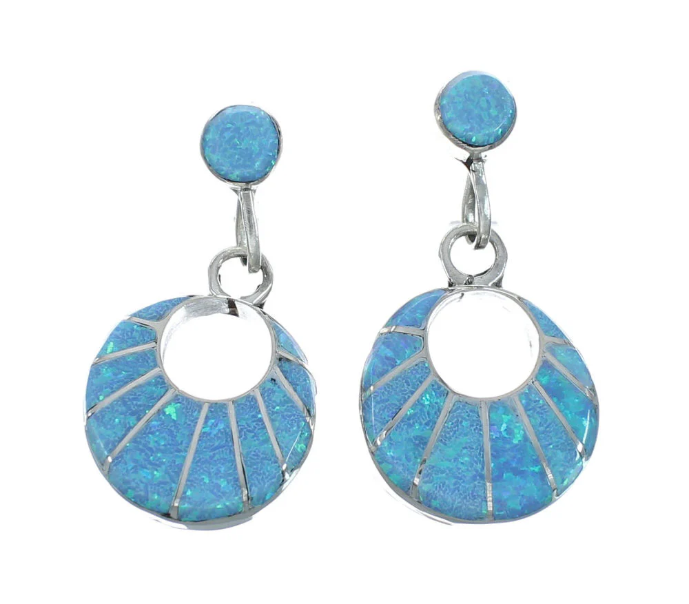 Sterling Silver Zuni Opal Inlay Necklace, Earrings Set – Signed LM - Image 4