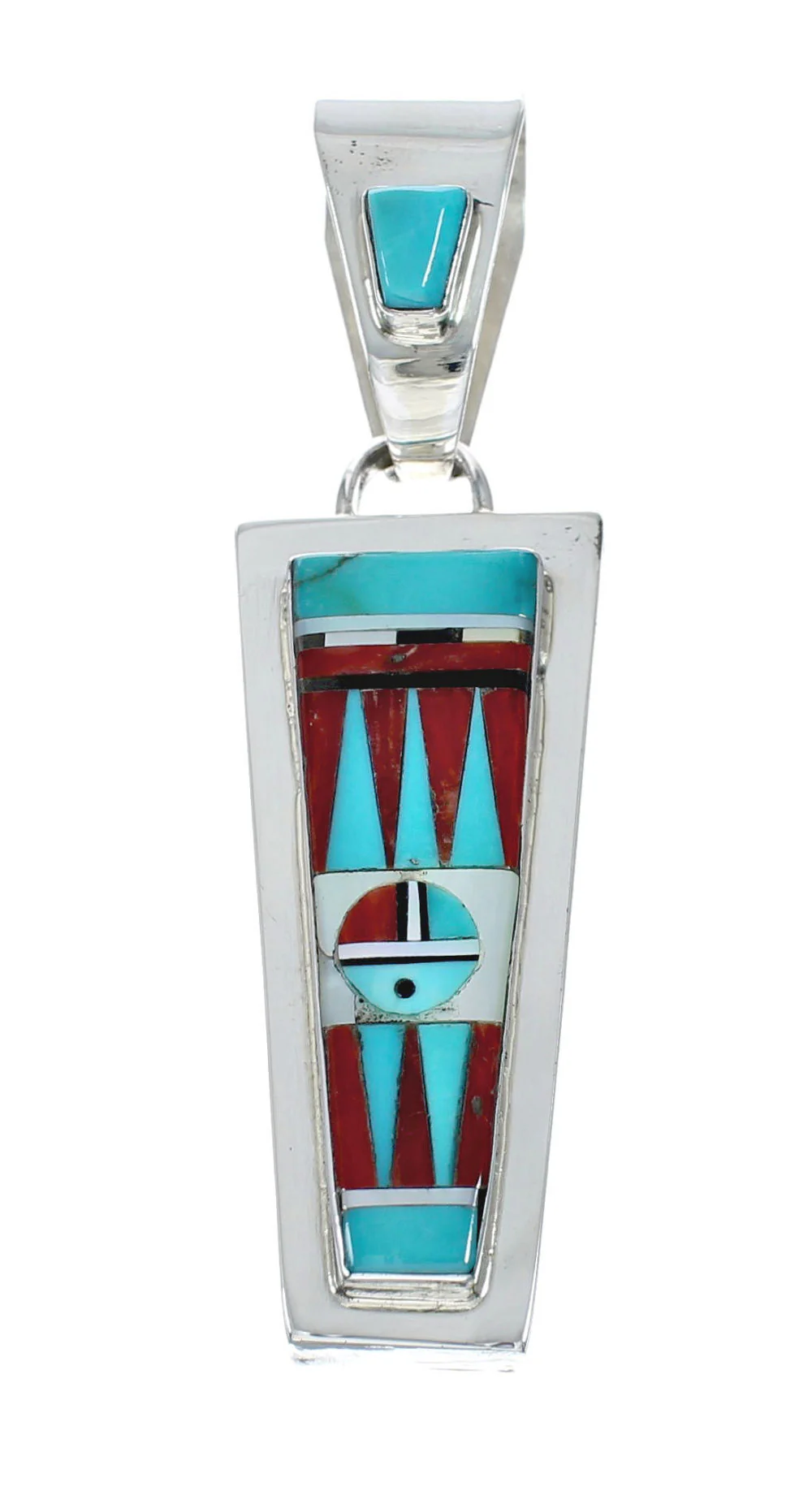 Zuni Indian Multicolor Sterling Silver 2-Strand Bead Necklace And Earrings Set - Image 4