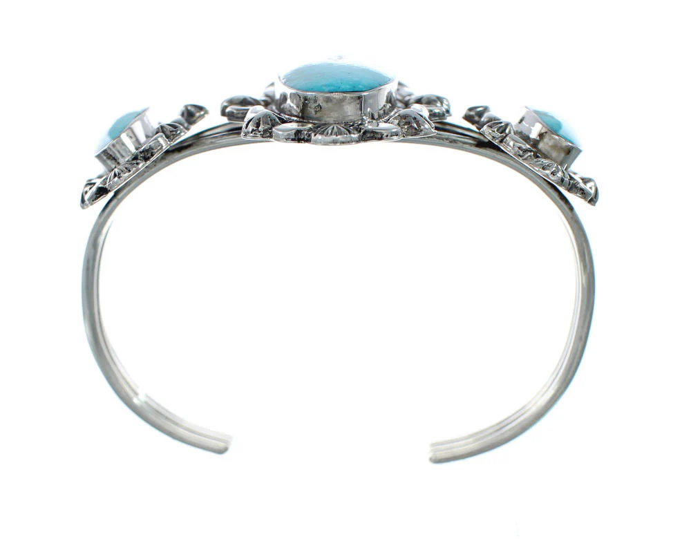 Navajo Multistone Turquoise Sterling Silver Cuff Bracelet - Image 4