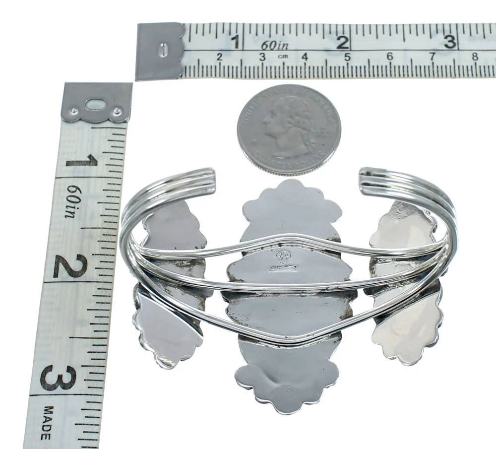 Navajo Multistone Turquoise Sterling Silver Cuff Bracelet - Image 5