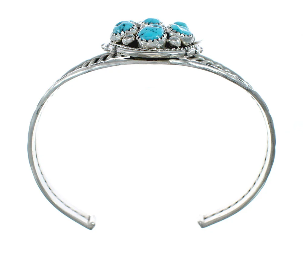 Navajo Indian Turquoise Sterling Silver Cuff Bracelet - Image 4