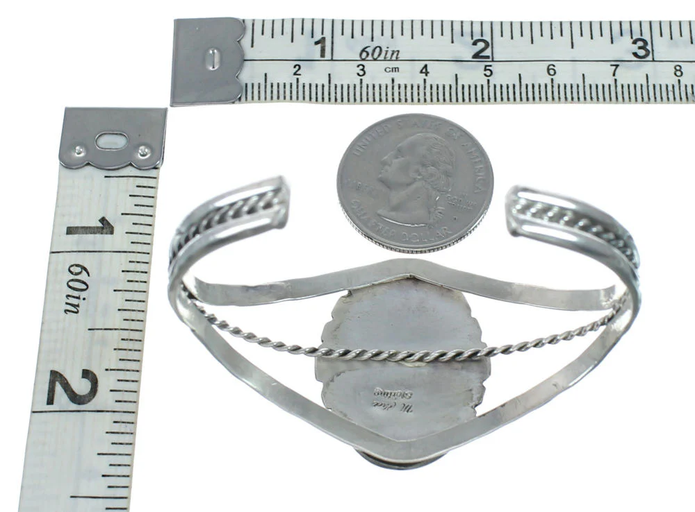 Navajo Indian Turquoise Sterling Silver Cuff Bracelet - Image 5