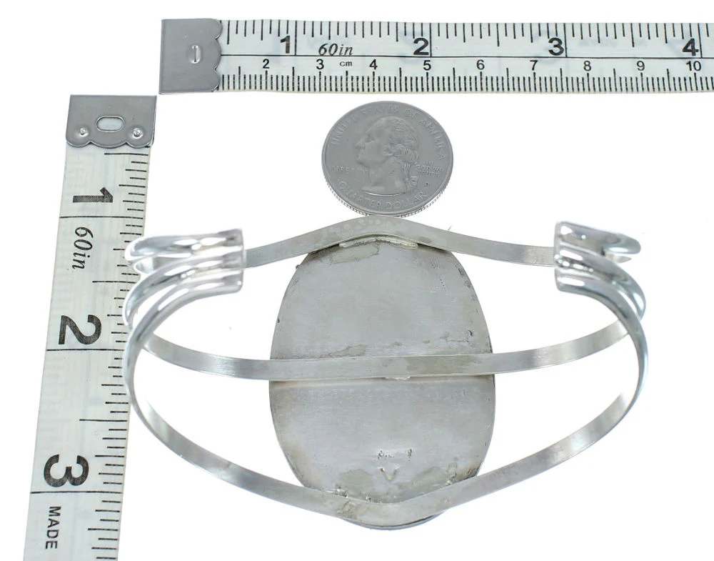 Navajo Kingman Turquoise Sterling Genuine Silver Cuff Bracelet - Image 5