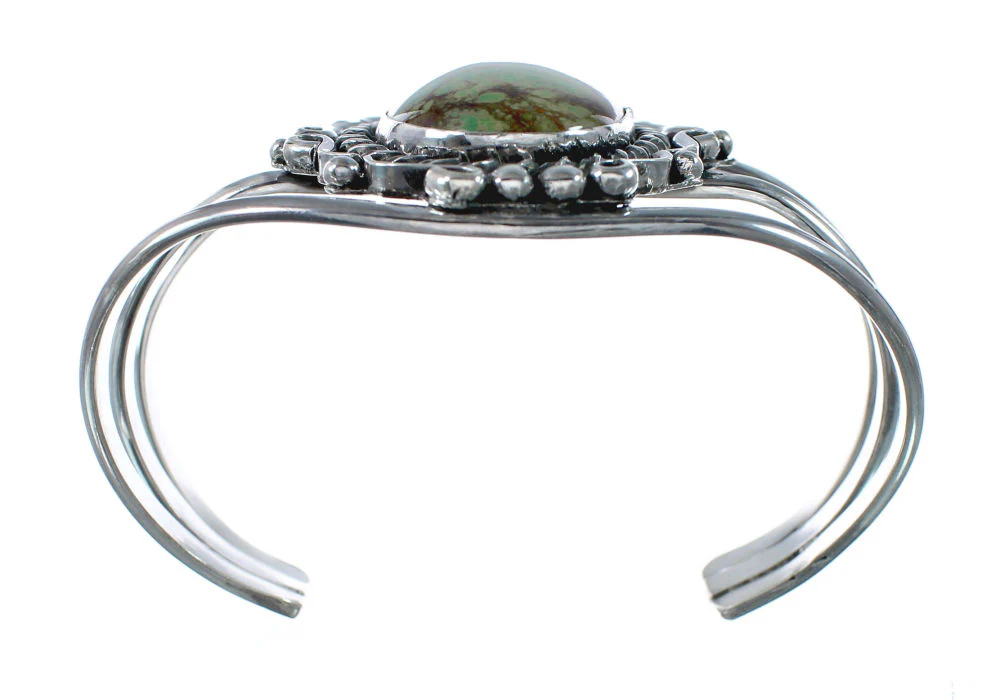 Genuine Navajo Kingman Turquoise Sterling Silver Cuff Bracelet - Image 4