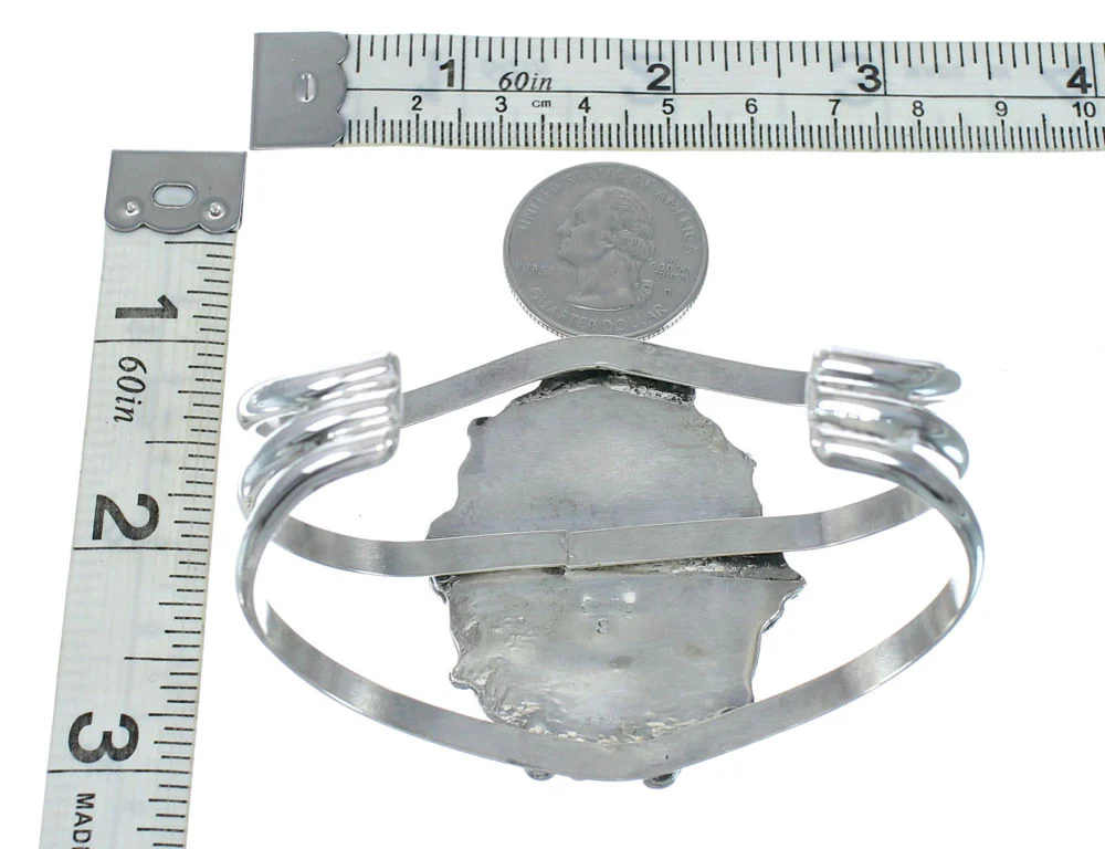Genuine Navajo Kingman Turquoise Sterling Silver Cuff Bracelet - Image 5