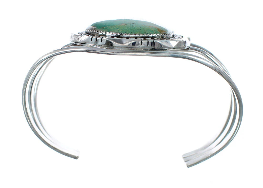 Navajo Genuine Kingman Turquoise Sterling Silver Cuff Bracelet - Image 4