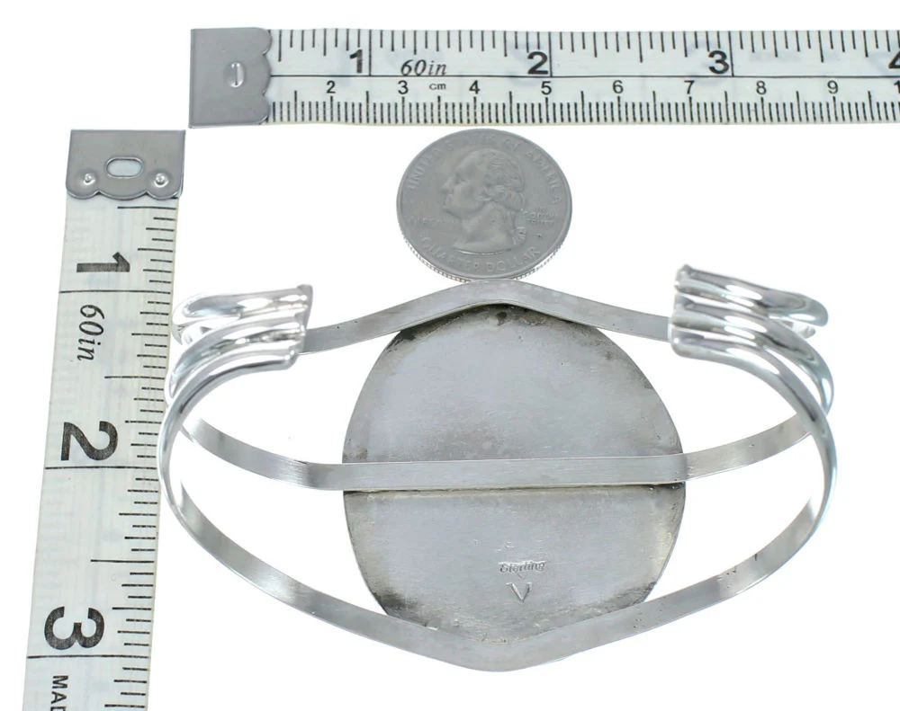 Navajo Genuine Kingman Turquoise Sterling Silver Cuff Bracelet - Image 5