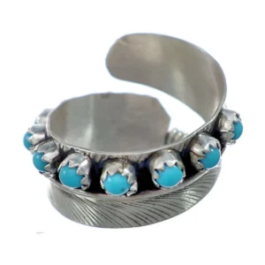 Buy Navajo Sterling Silver Turquoise Leaf Adjustable Ring Size 9, 10, 11